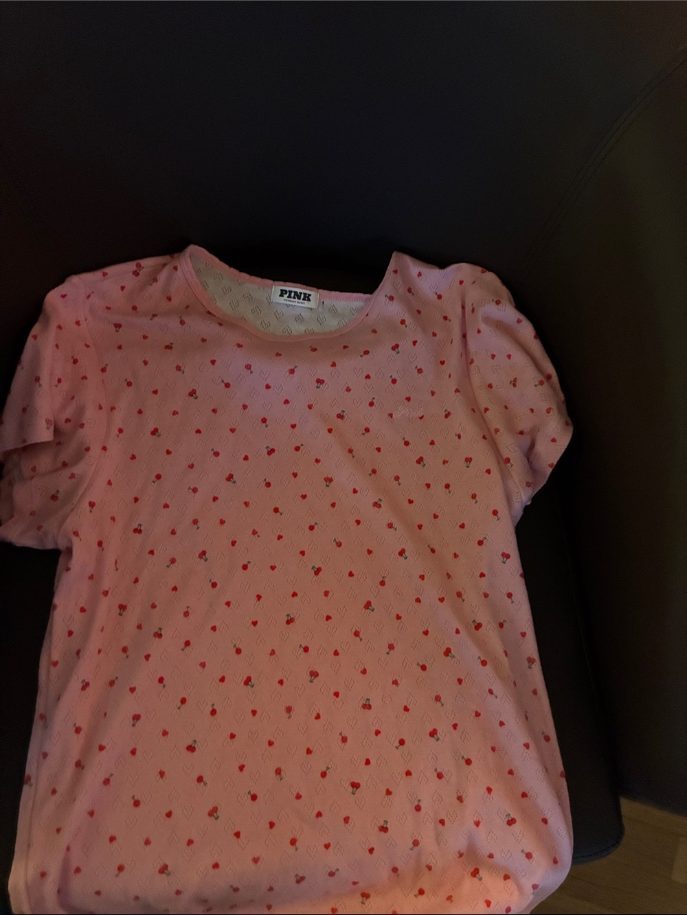 PINK Victoria's Secret Girls' Pink 🍒 Print Short Sleeve Top